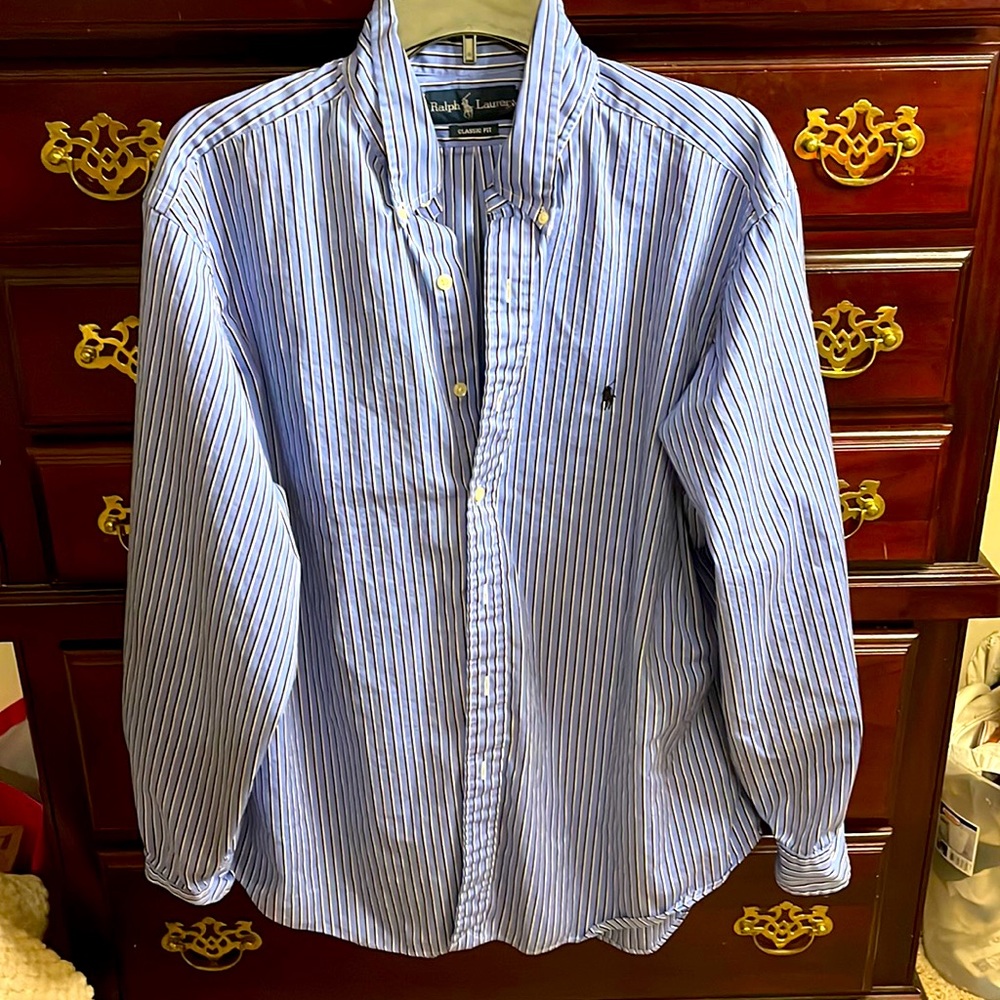 Ralph Lauren polo button down long sleeve shirt, classic fit size 17 1/2 34 /35